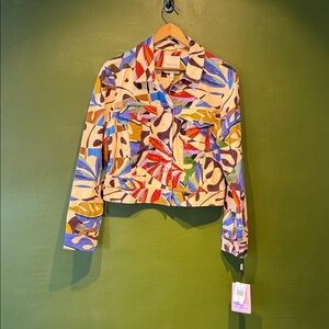 Alex Les Filles Colorful Abstract Women's Cropped Jacket